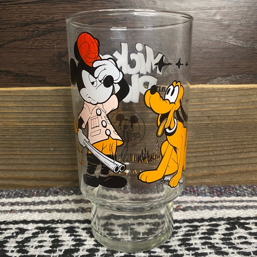 VTG Mickey and Pluto glass